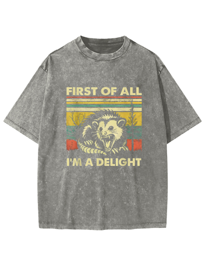 First Of All I'm A Delight Vintage Distressed T-shirt-Zazasy