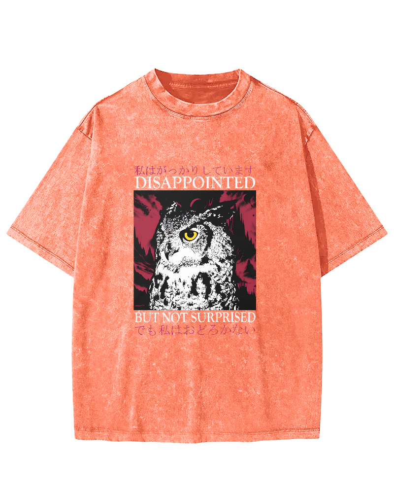 Japanese Owl Pattern Vintage Distressed T-shirt-Zazasy