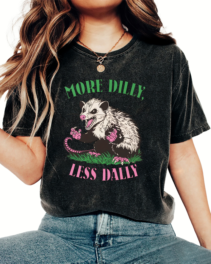 More Dilly Less Dally Vintage Distressed T-shirt-Zazasy