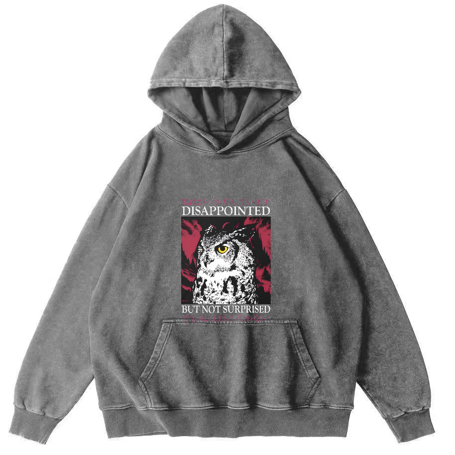 Japanese Owl Pattern Vintage Distressed Hoodie-Zazasy