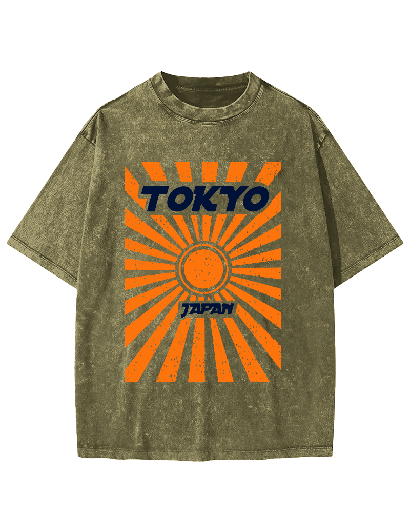 Tokyo, Japan Vintage Washed T-shirt-Zazasy