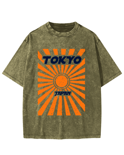 Tokyo, Japan Vintage Washed T-shirt-Zazasy