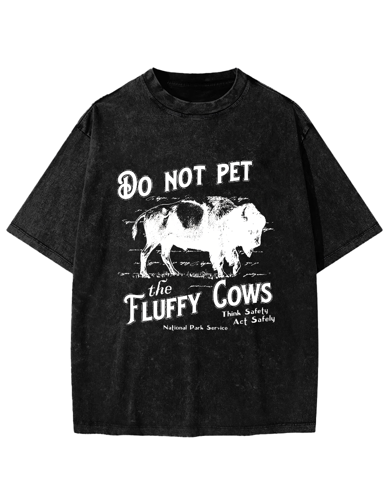 Do Not Pet The Fluffy Cows Vintage Distressed T-shirt-Zazasy