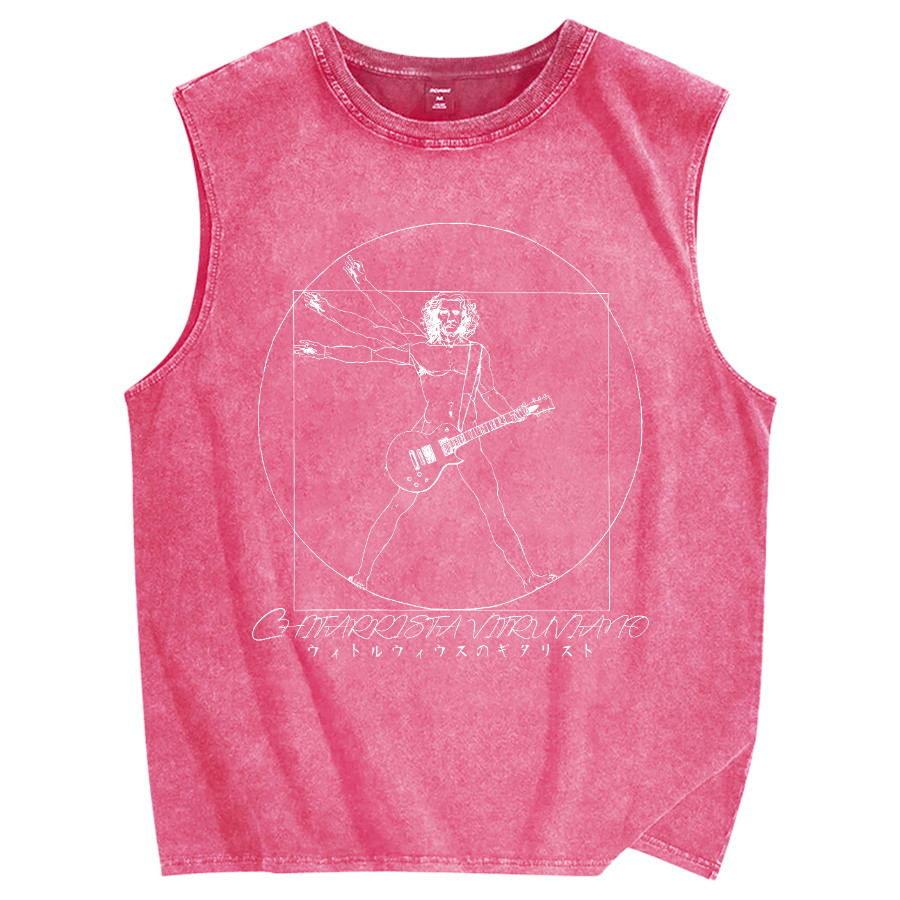 Vitruvian Guitarist Vintage Distressed Washed Tank Top