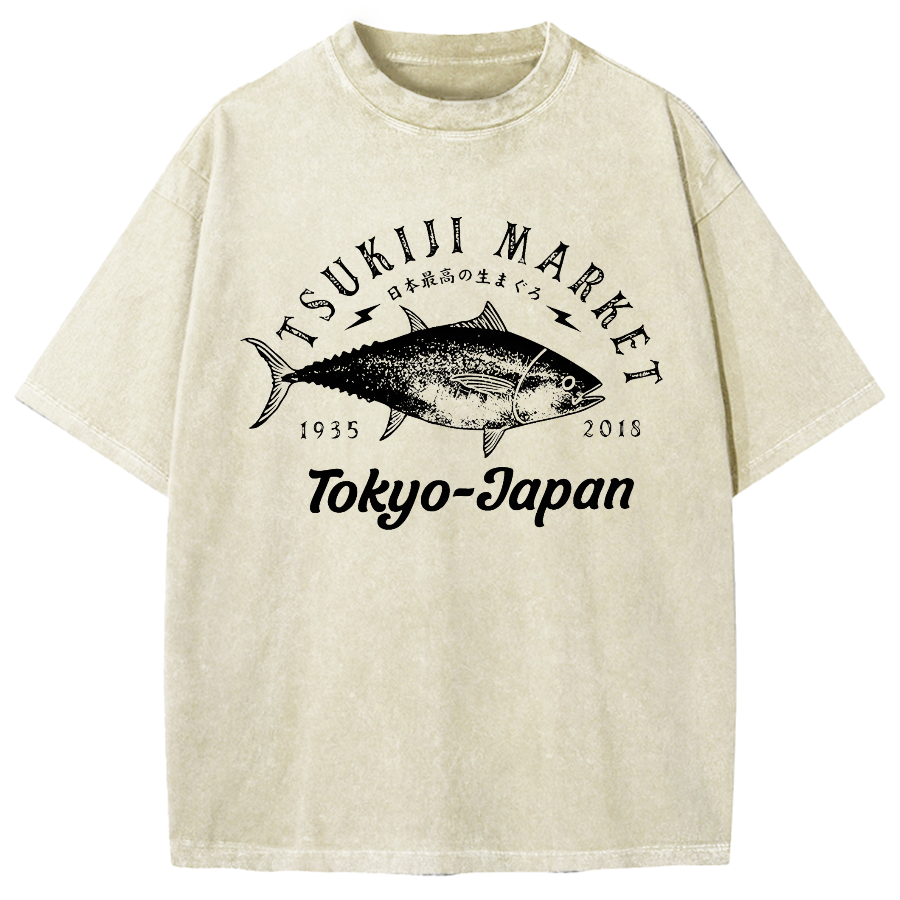 Japan Tsukiji Market Vintage Washed T-shirt