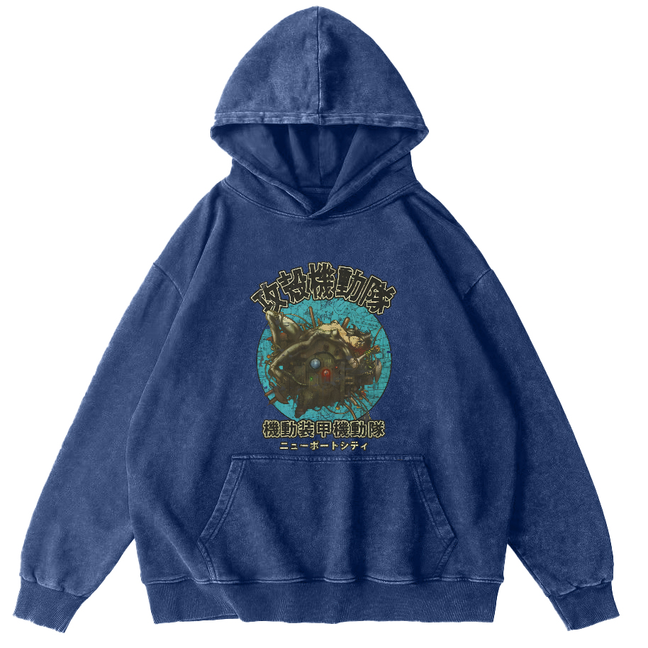 Mobile Armored Mechanical Team Vintage Washed Hoodie-Zazasy