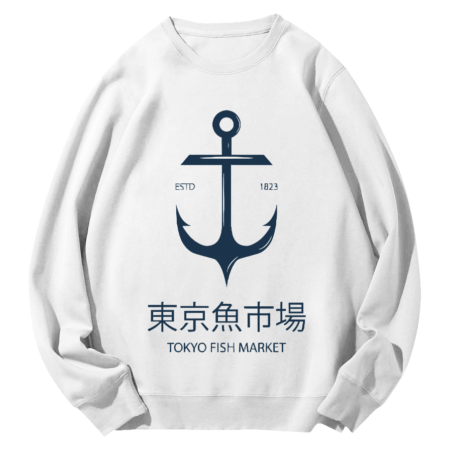 Tokyo Fish Market Round Neck Sweatshirt-Zazasy