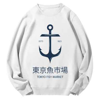 Tokyo Fish Market Round Neck Sweatshirt-Zazasy