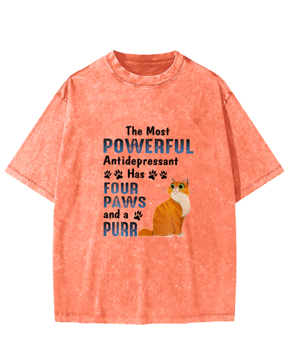 Cute Kitten Leisure Vintage Distressed T-shirt-Zazasy