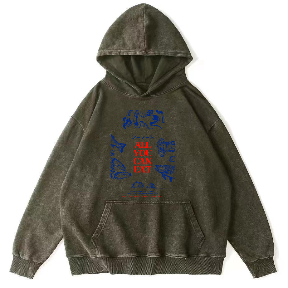 All You Can Eat Vintage Washed Hoodie-Zazasy
