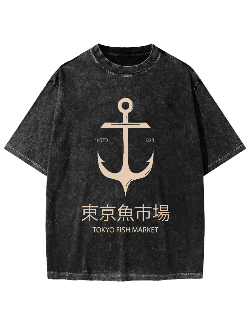 Tokyo Fish Market Vintage Washed T-shirt-Zazasy