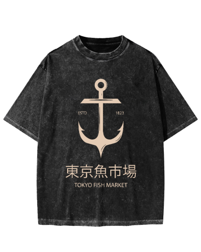 Tokyo Fish Market Vintage Washed T-shirt-Zazasy