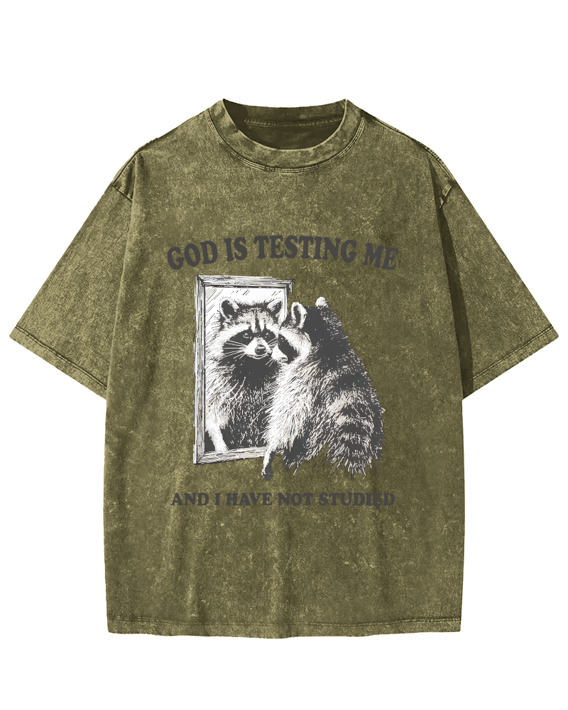 God Is Testing Me Vintage Washed T-shirt-Zazasy
