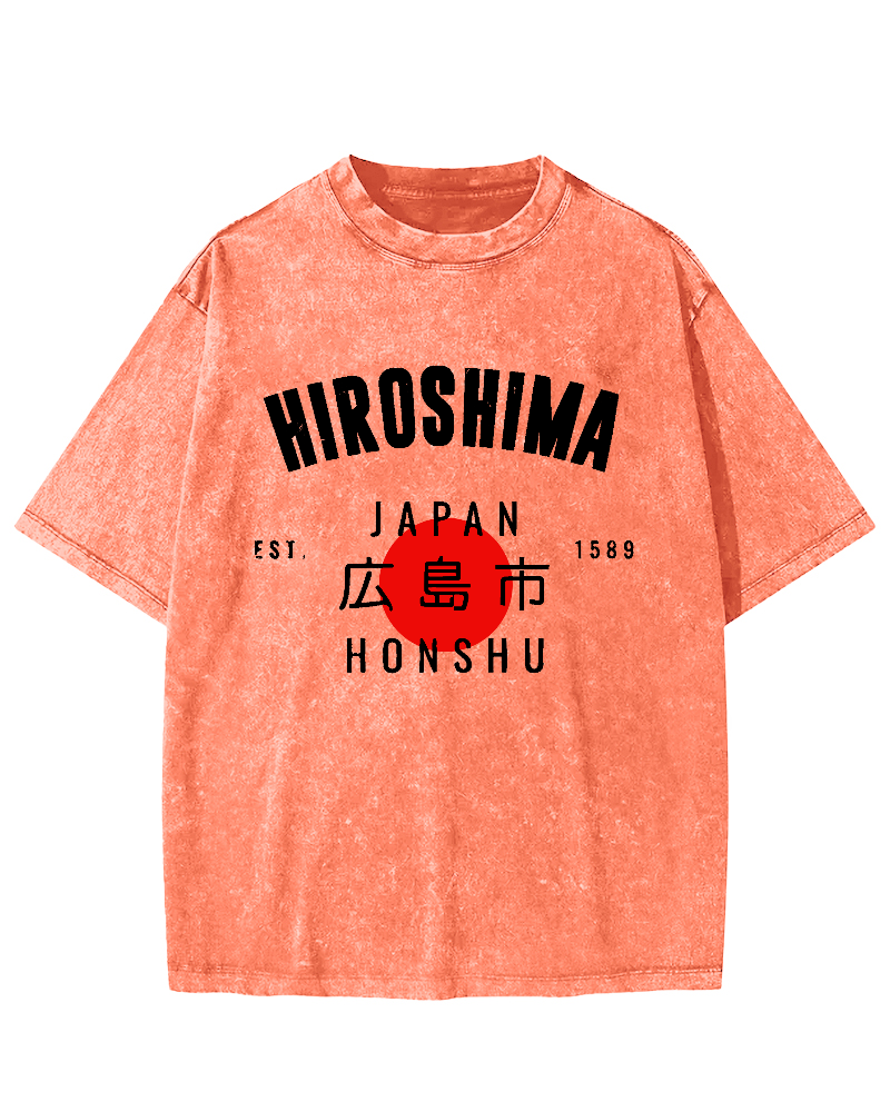 Hiroshima City, Japan Vintage Washed T-shirt-Zazasy