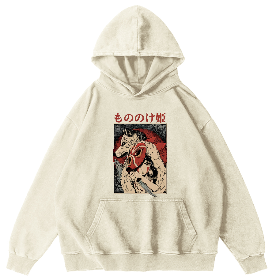 Anime Pattern Japanese Style Vintage Distressed Hoodie-Zazasy