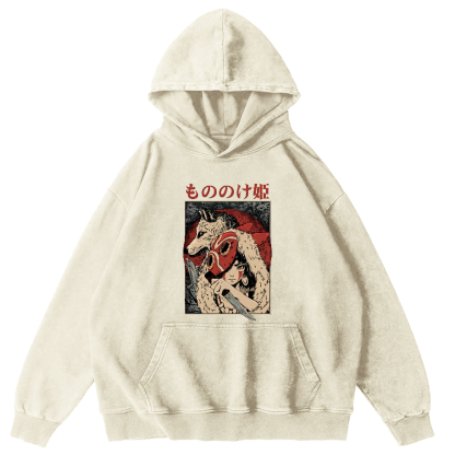 Anime Pattern Japanese Style Vintage Distressed Hoodie-Zazasy