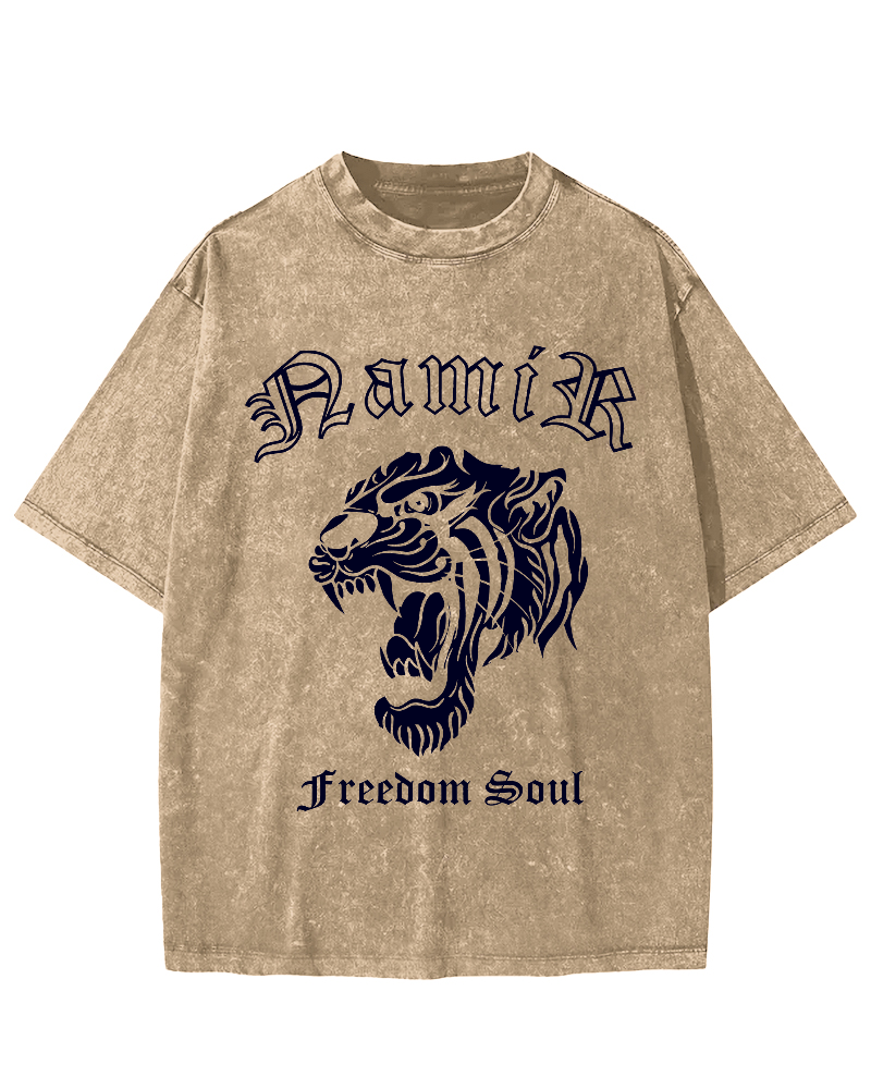 Japanese Tiger Vintage Washed T-shirt-Zazasy
