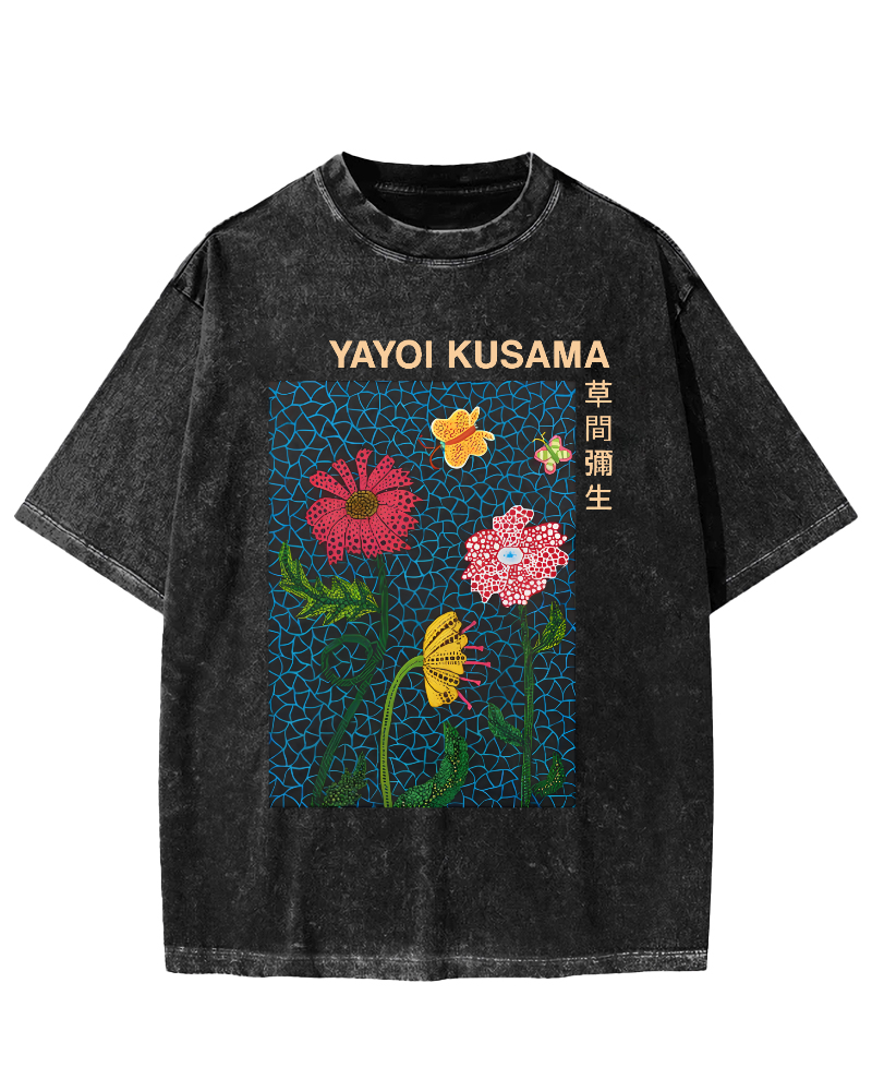 Yayoi Kusama Flower Art Vintage Washed T-shirt