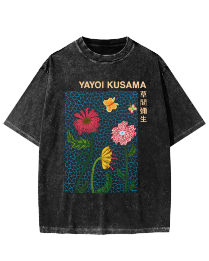 Yayoi Kusama Flower Art Vintage Washed T-shirt