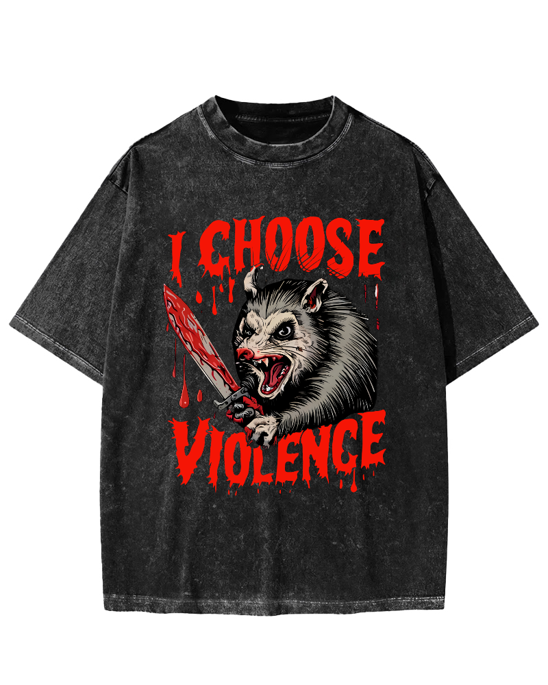 I Choose Violence Vintage Distressed T-shirt-Zazasy