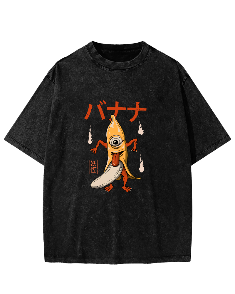 Banana Monster Japanese Vintage Distressed T-shirt-Zazasy