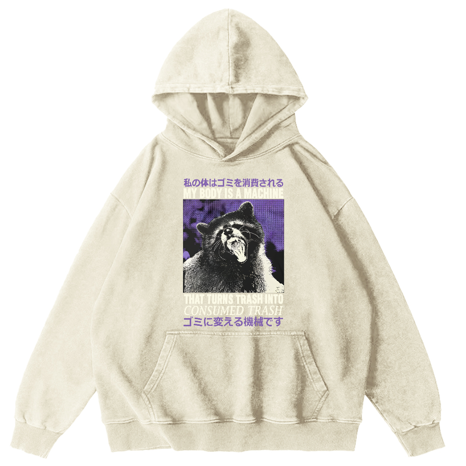 Angry Raccoon Vintage Distressed Hoodie-Zazasy