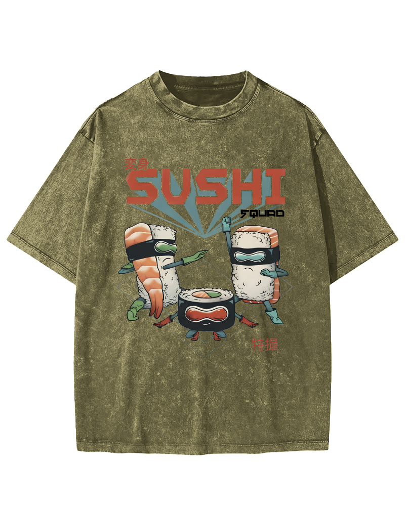 Tokyo Sushi Vintage Washed T-shirt-Zazasy
