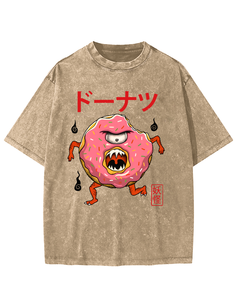 Doughnut Monster Vintage Washed T-shirt-Zazasy