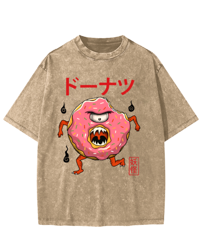 Doughnut Monster Vintage Washed T-shirt-Zazasy