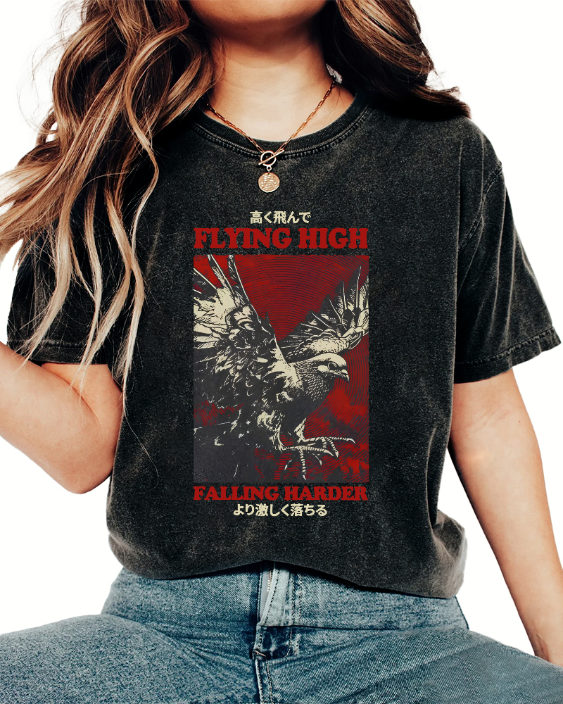 Flying Higher Falling Harder Vintage Washed T-shirt-Zazasy