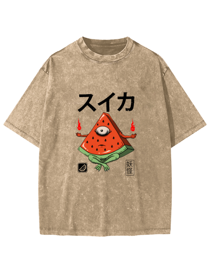 Watermelon Monster Japanese Vintage Distressed T-shirt-Zazasy