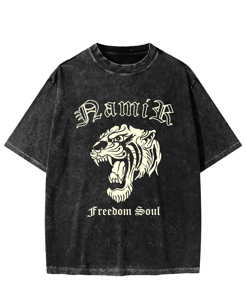 Japanese Tiger Vintage Washed T-shirt-Zazasy