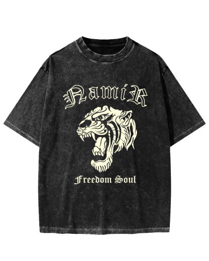 Japanese Tiger Vintage Washed T-shirt-Zazasy