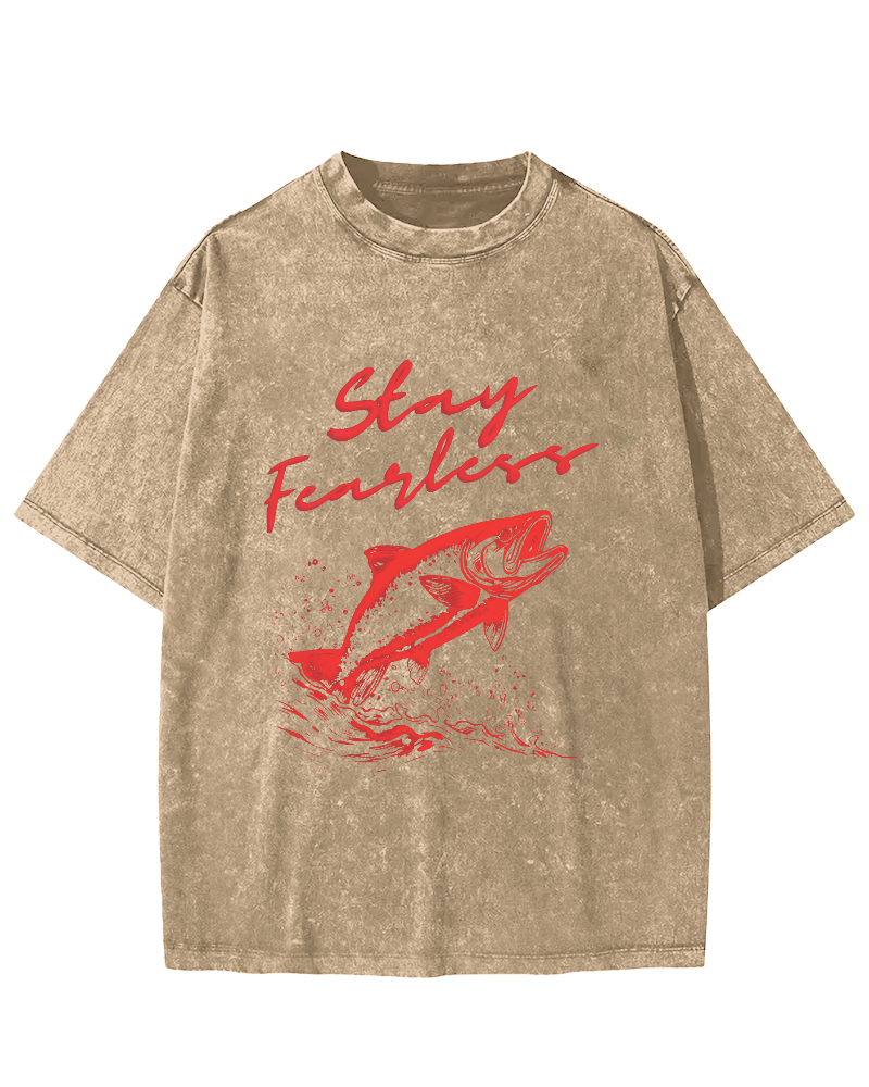 Ocean Salmon Leisure Vintage Distressed T-shirt-Zazasy