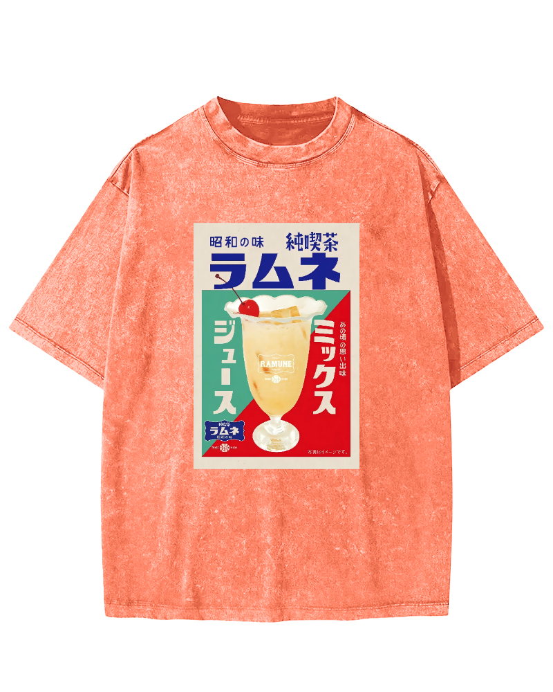 Ramune Japanese carbonated soft drink Vintage Washed T-shirt