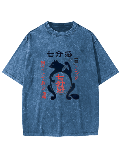 Japanese Cute Animal Patterns Vintage Distressed T-shirt-Zazasy