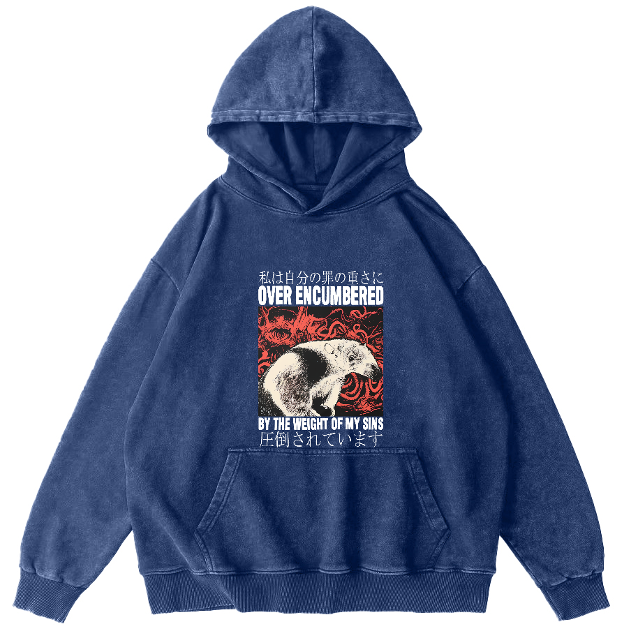 Retro Animal Pattern Japanese Style Vintage Distressed Hoodie-Zazasy
