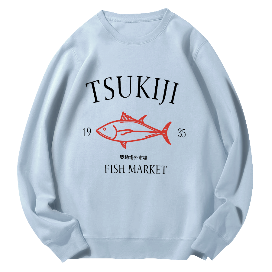 Japan's Tsukiji Off Market Round Neck Sweatshirt-Zazasy