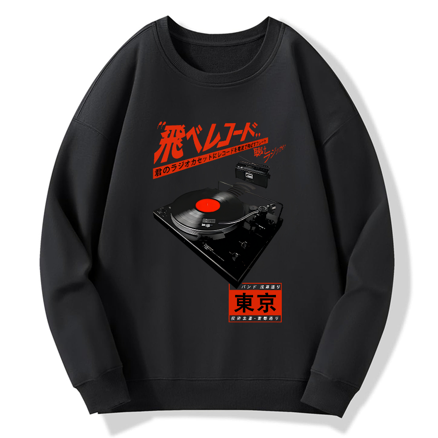 Retro Record Music Art Cotton Pullover Sweatshirt