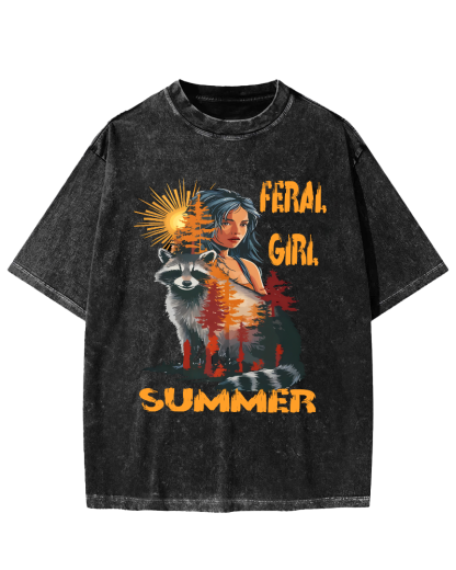 Raccoons In The Forest Vintage Distressed T-shirt-Zazasy