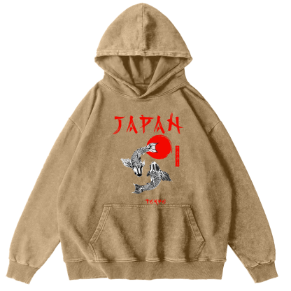 Japanese Koi Fish Vintage Distressed Hoodie-Zazasy
