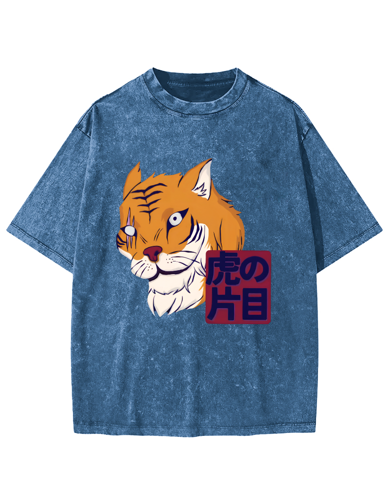Japanese Tiger Vintage Washed T-shirt-Zazasy