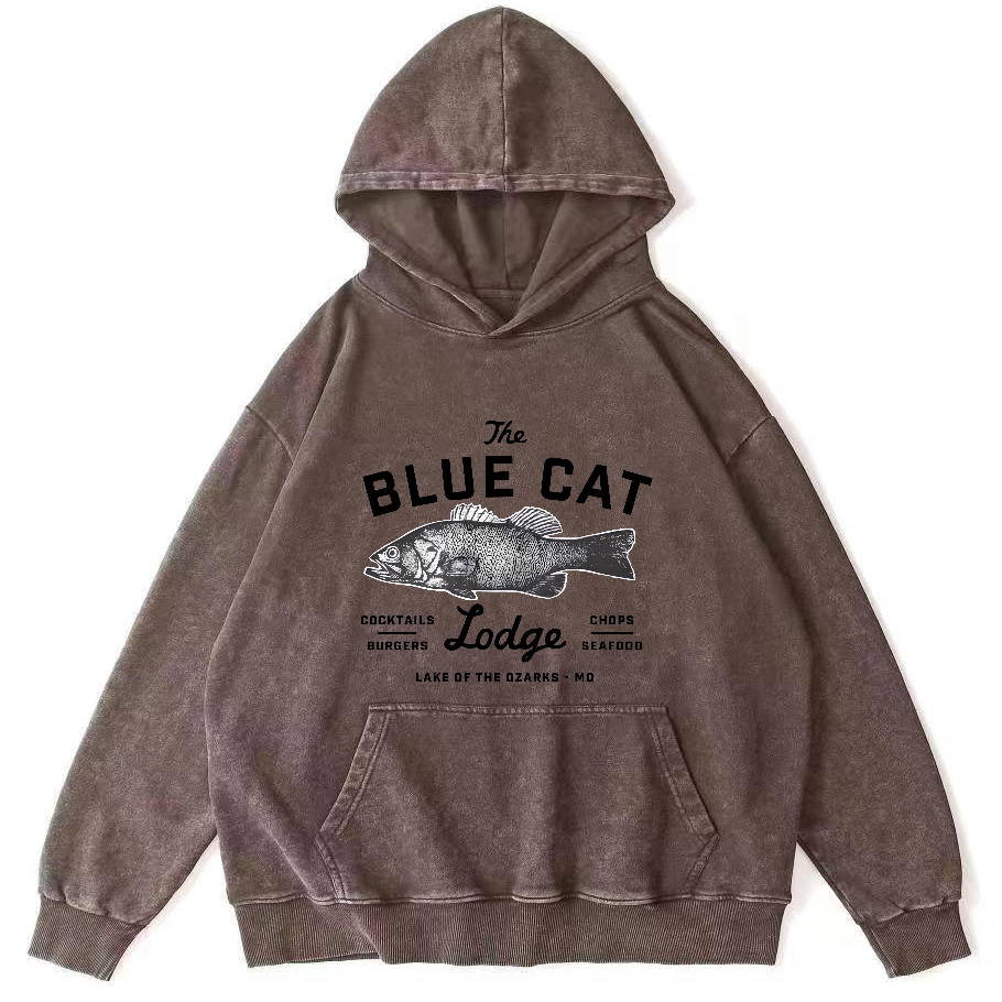 Japanese Seafood Market Pattern Vintage Distressed Hoodie-Zazasy