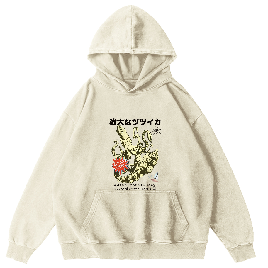 Powerful Japanese Octopus Vintage Distressed Hoodie-Zazasy