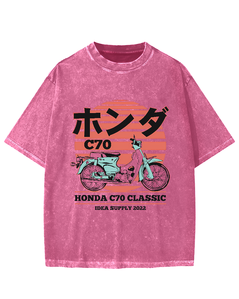 Japanese retro motorcycle Vintage Washed T-shirt