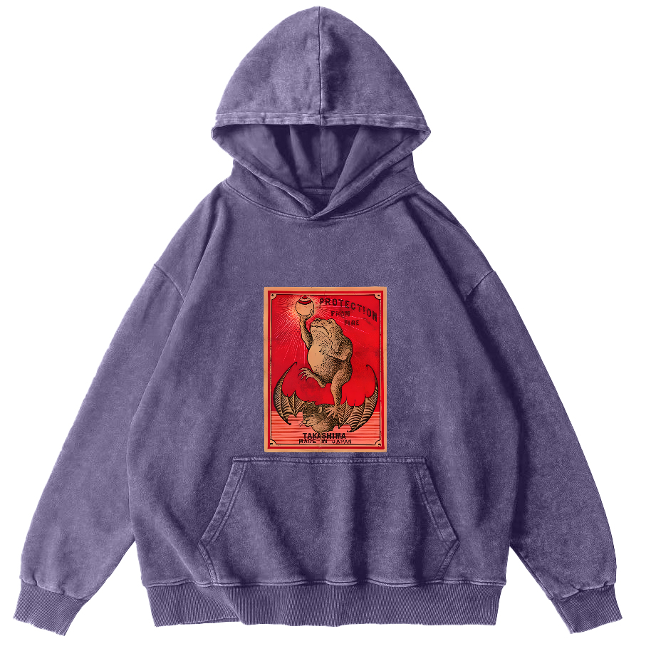 Japanese Matches Frog & Bat Vintage Distressed Hoodie-Zazasy