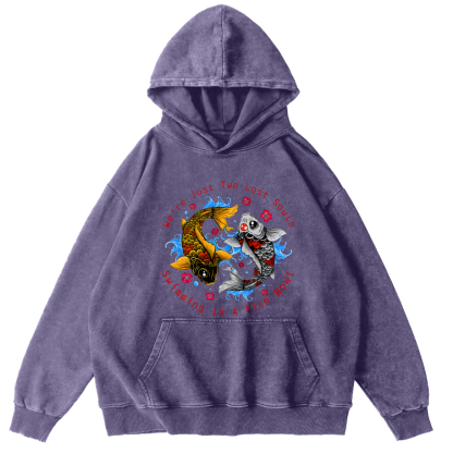 Japanese Koi Fish Vintage Washed Hoodie-Zazasy