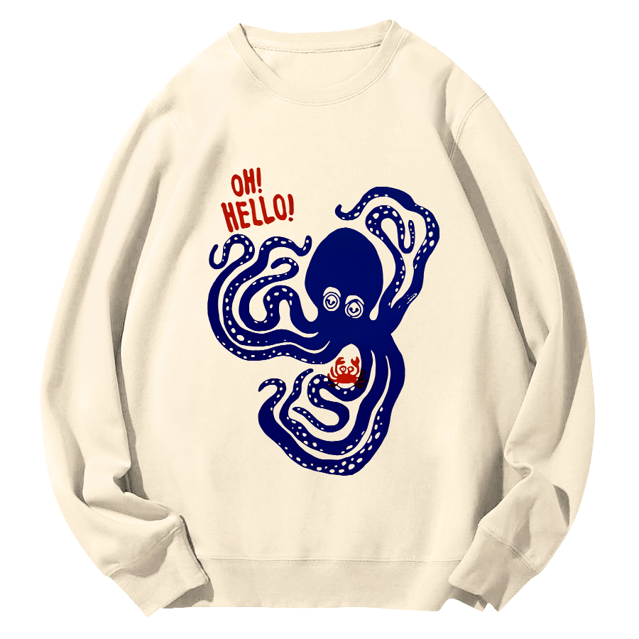Octopus Japanese Round Neck Sweatshirt-Zazasy