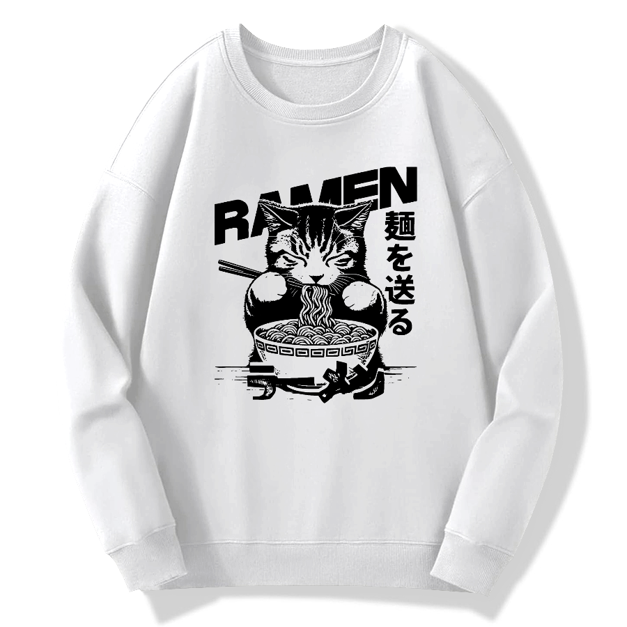 Ramen Cat Cotton Pullover Sweatshirt