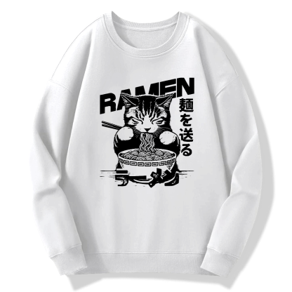 Ramen Cat Cotton Pullover Sweatshirt